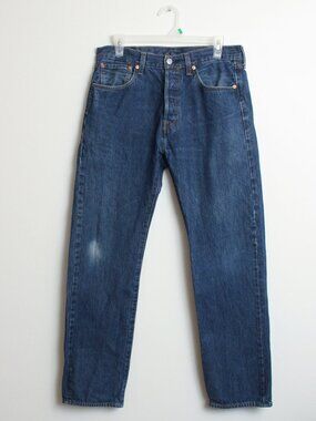 Levi's 501 Jeans Mens 32x32 Blue Straight Leg Button Fly Dark Wash
